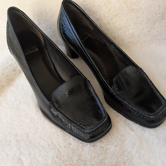 Stuart Weitzman Black Leather Vintage Heels - Picture 2 of 4